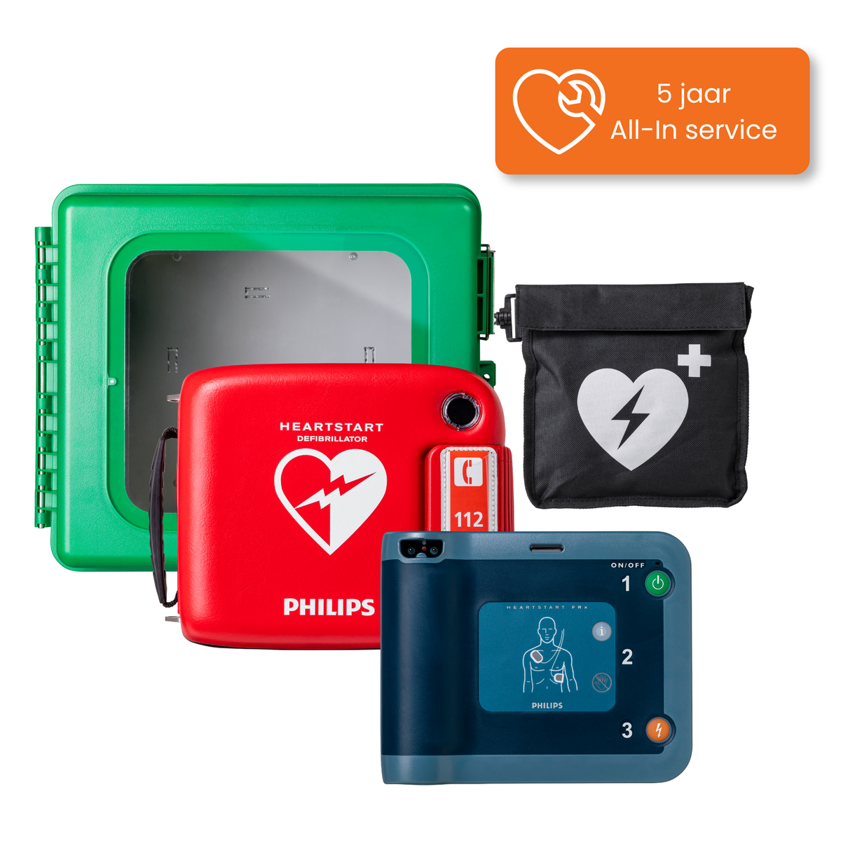 Philips FRx AED met ARKY buitenkast + 5 jaar service All-in