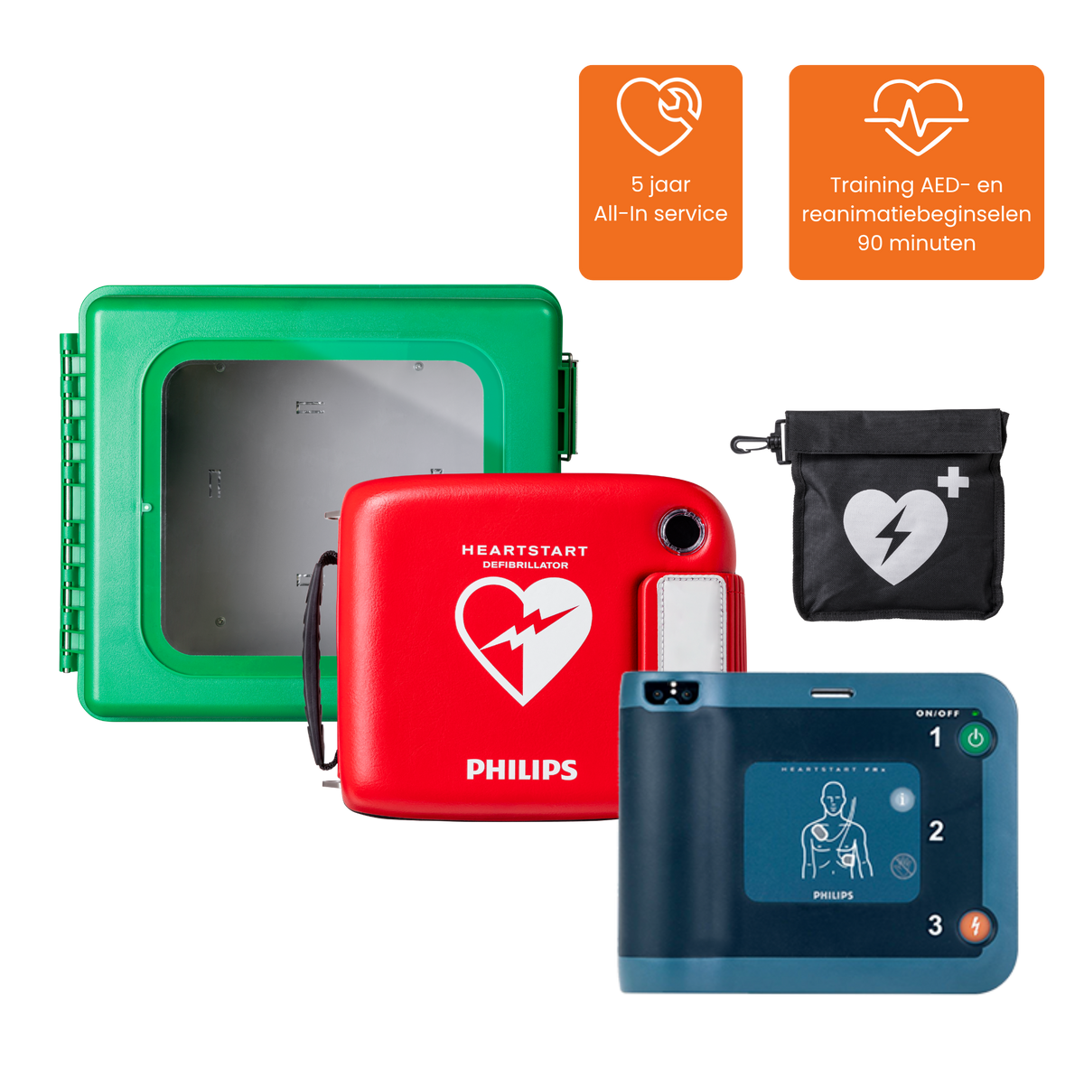 Philips FRx AED-pakket voor buiten incl. buitenkast, 5 jaar service & training