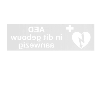 Sticker AED in dit pand aanwezig - spiegelbeeld - ProCardio - sticker_spiegelbeeld